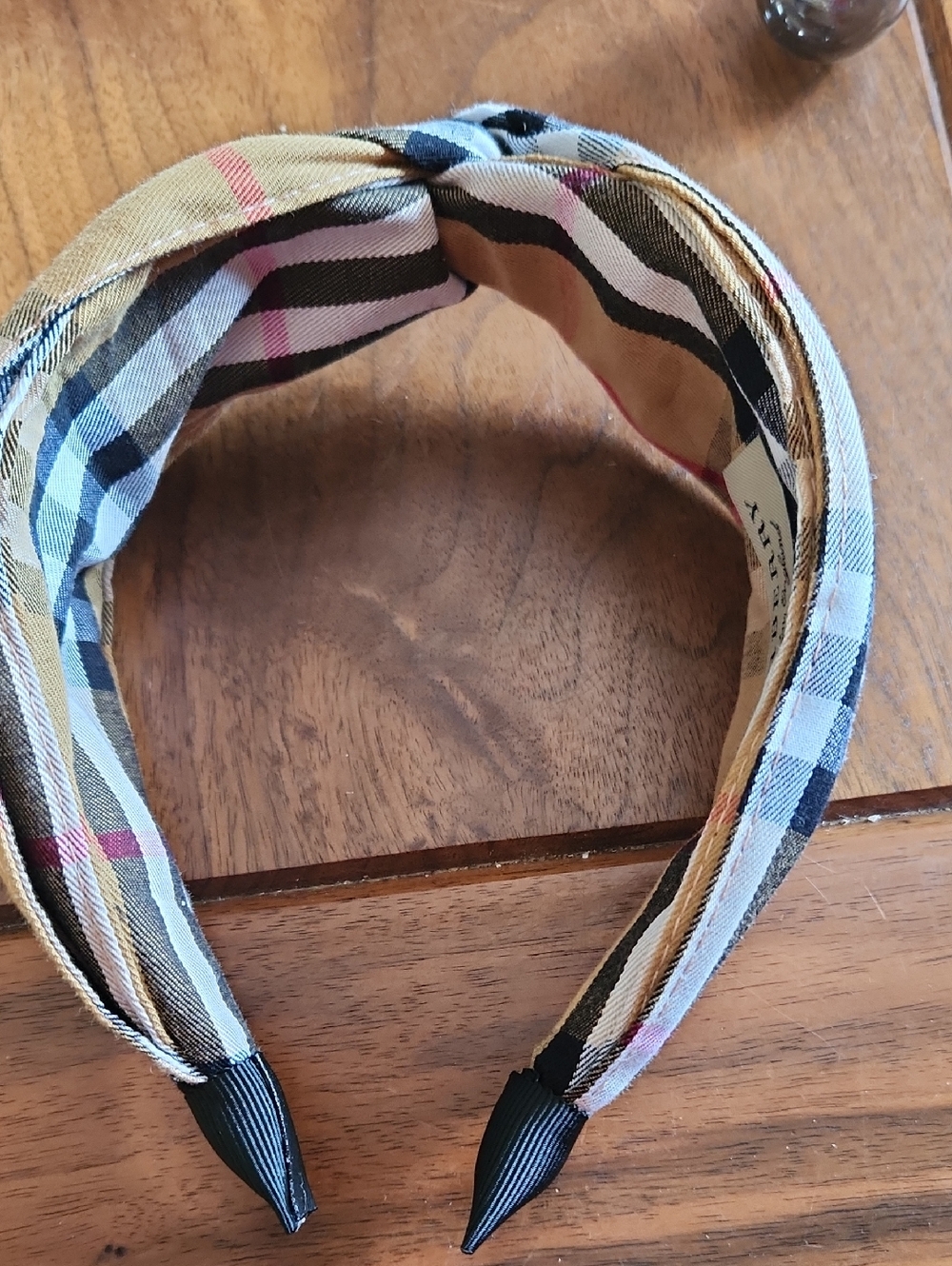 Fashion to Figure Plaid Knot Headband in Beige Black Pink